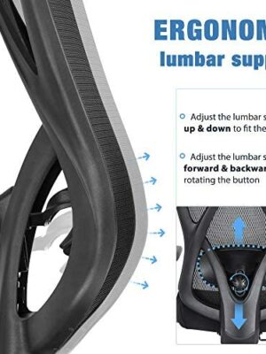 SUNNOW Ergonomic Mesh Office Chair, High Back Executive Desk Chair with Adjustable Lumbar Support & Armrests, Tilt Function, Black