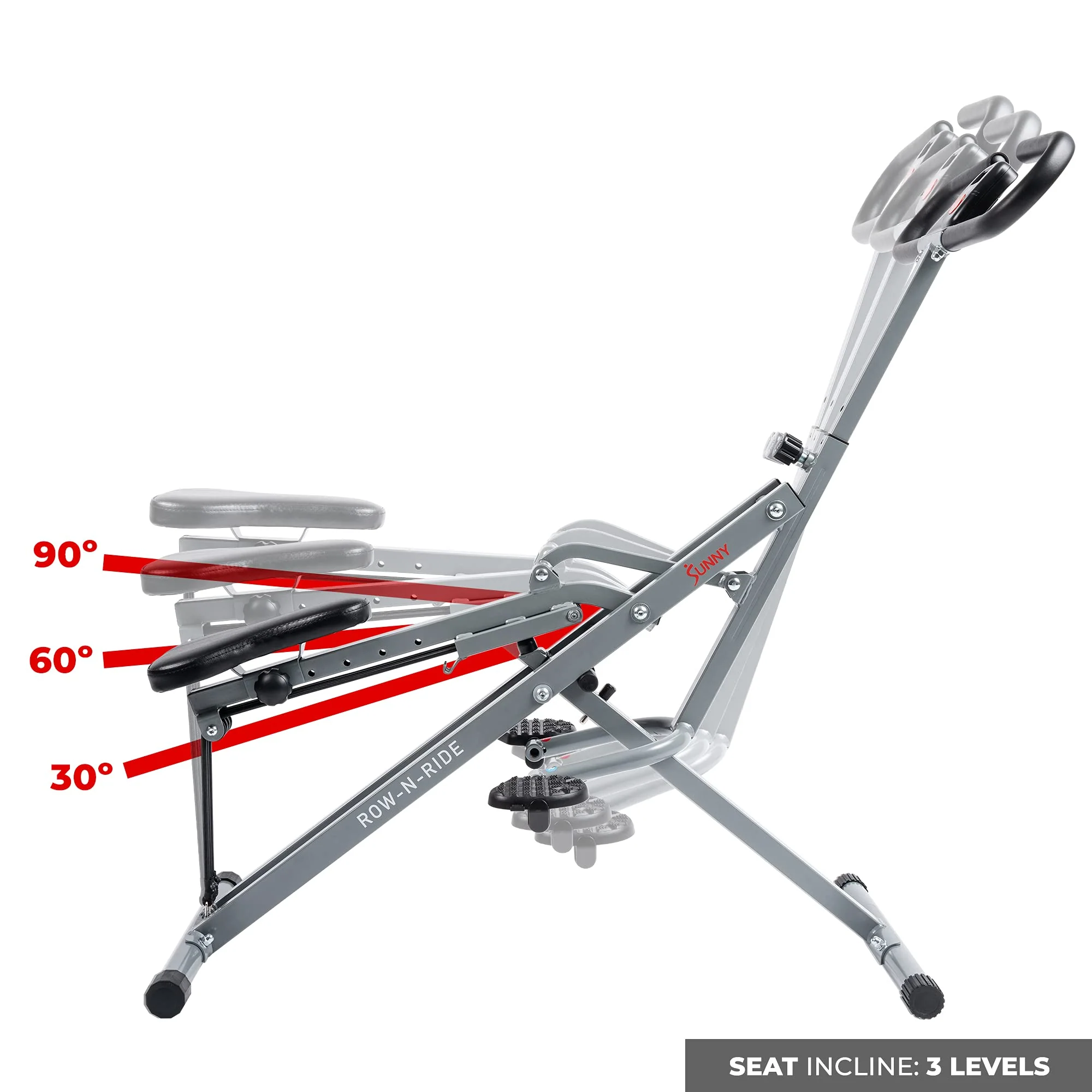 Sunny Health & Fitness Row-N-Ride Squat Assist Trainer, Full-Body Workout, Joint-Friendly, Compact, LCD Monitor