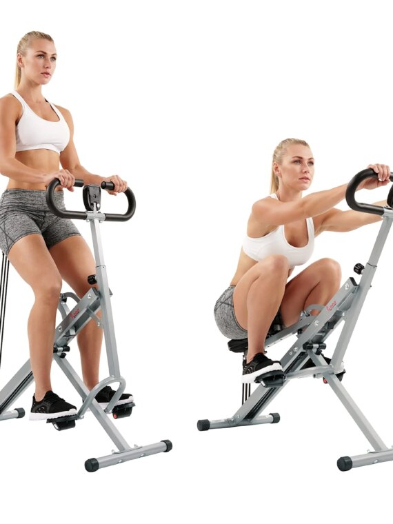 Sunny Health & Fitness Row-N-Ride Squat Assist Trainer, Full-Body Workout, Joint-Friendly, Compact, LCD Monitor