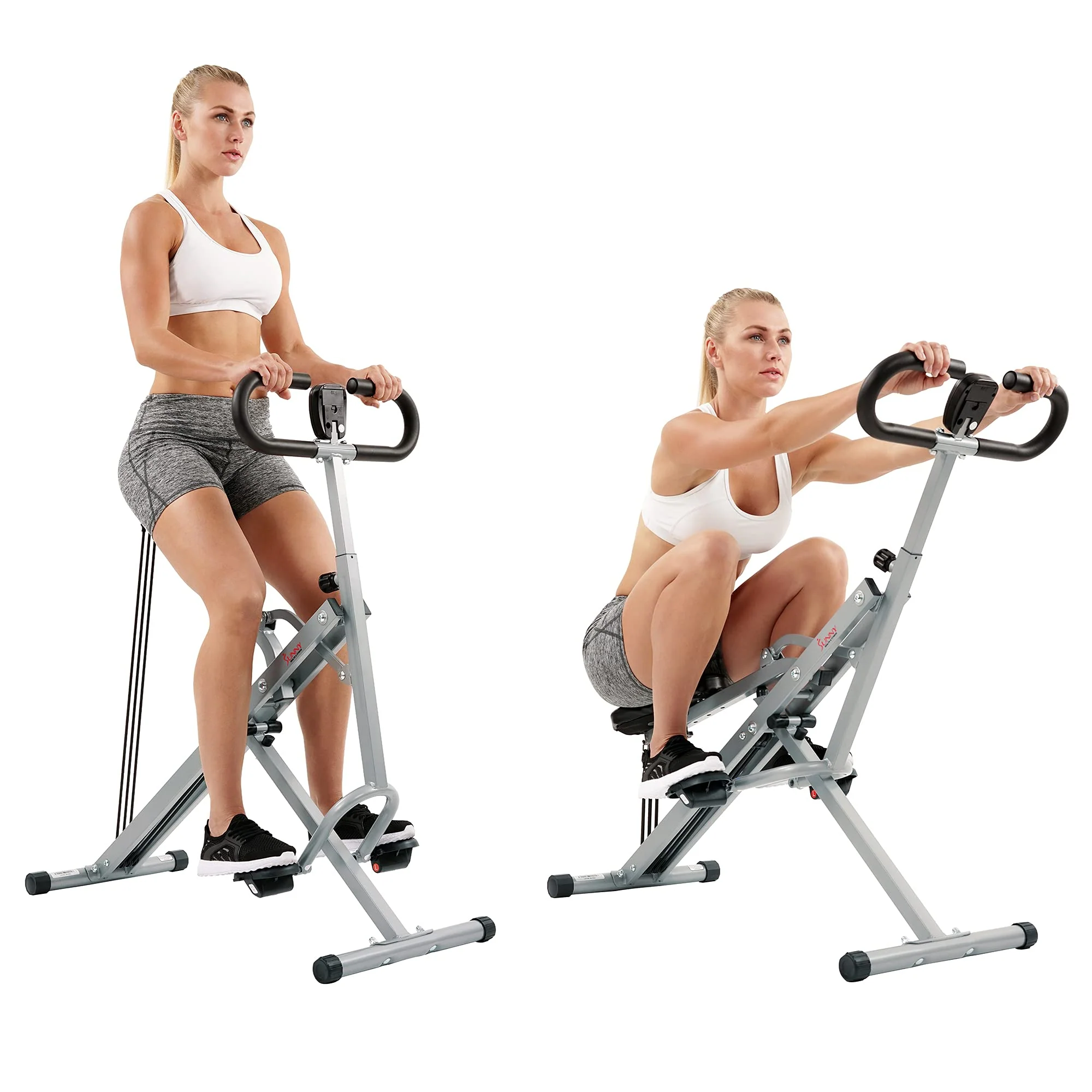 Sunny Health & Fitness Row-N-Ride Squat Assist Trainer, Full-Body Workout, Joint-Friendly, Compact, LCD Monitor