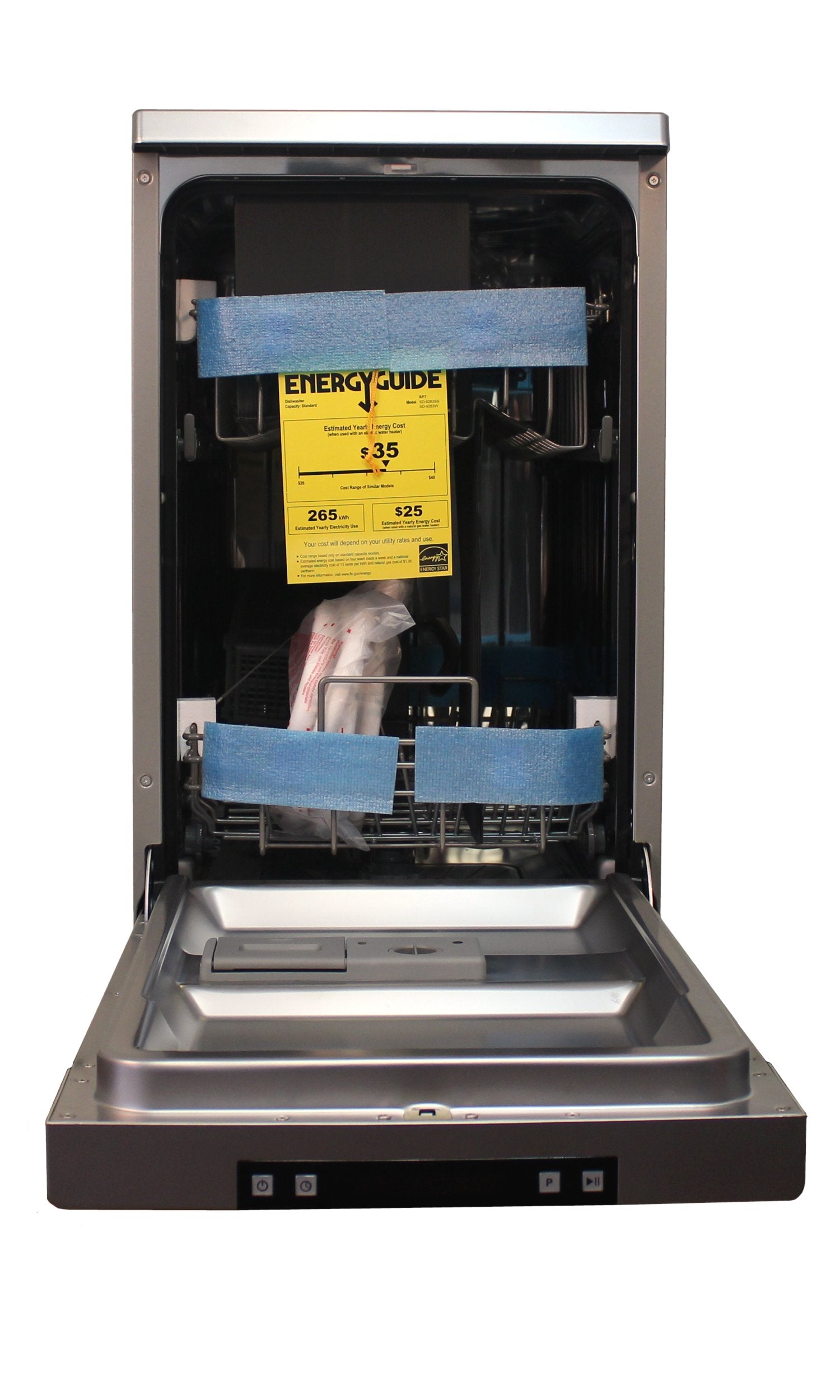 Sunpentown 18" Energy Star Portable Dishwasher, Stainless Steel, 8 Place Settings, 6 Wash Programs