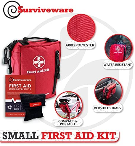 Surviveware Premium 200-Piece First Aid Kit for Cars, Camping, and Outdoor Use - Water & Rip Resistant, MOLLE Compatible
