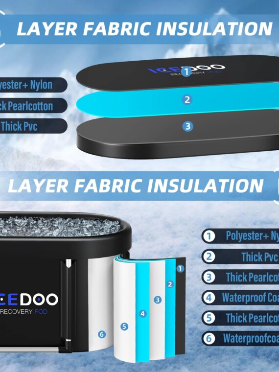 Susbie XL 129 Gal Oval Ice Bath Tub for Athletes - Cold & Hot Therapy, Portable, Easy Setup, 6-Layer Insulation