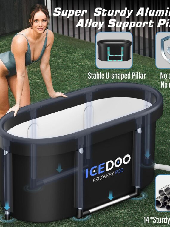 Susbie XL 129 Gal Oval Ice Bath Tub for Athletes - Cold & Hot Therapy, Portable, Easy Setup, 6-Layer Insulation