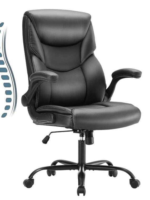 Sweetcrispy Ergonomic High Back Gaming Office Chair, PU Leather, Flip-up Armrests, 275 lbs Capacity