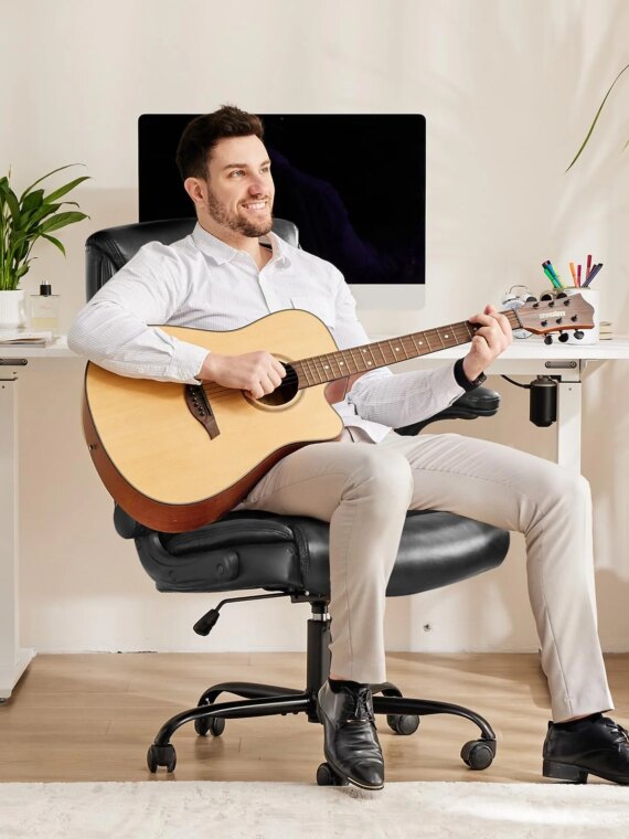 Sweetcrispy Ergonomic High Back Gaming Office Chair, PU Leather, Flip-up Armrests, 275 lbs Capacity