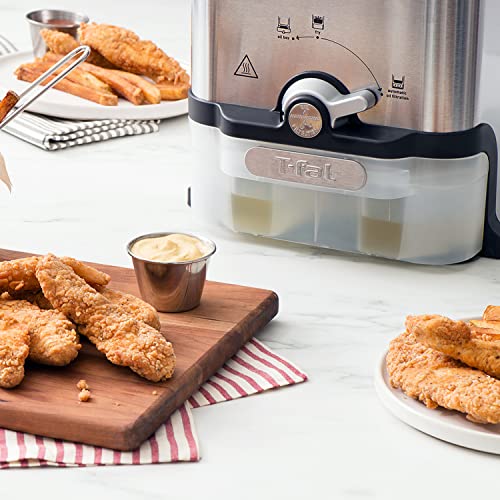T-Fal Ultimate Steel Deep Fryer, 3.5L Oil, 2.6lb Food Capacity, Oil Filtration, Temp Control