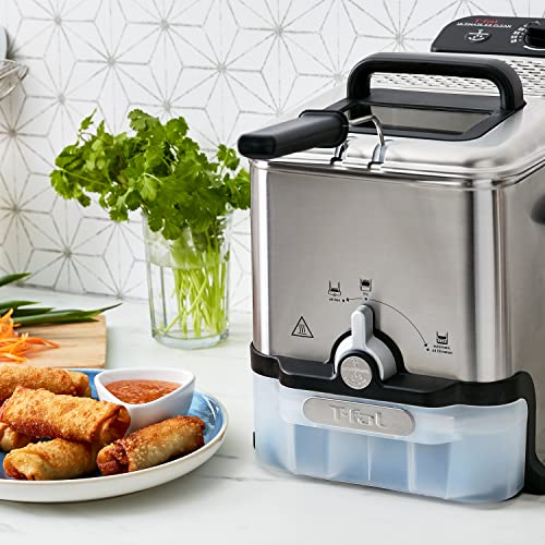 T-Fal Ultimate Steel Deep Fryer, 3.5L Oil, 2.6lb Food Capacity, Oil Filtration, Temp Control