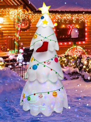 Tangkula 8ft Inflatable Christmas Tree with Rotating LED Lights, Waterproof Polyester, Indoor/Outdoor Holiday Decoration