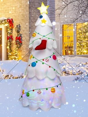 Tangkula 8ft Inflatable Christmas Tree with Rotating LED Lights, Waterproof Polyester, Indoor/Outdoor Holiday Decoration