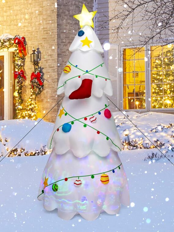 Tangkula 8ft Inflatable Christmas Tree with Rotating LED Lights, Waterproof Polyester, Indoor/Outdoor Holiday Decoration