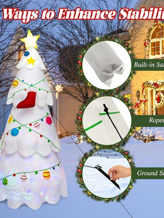 Tangkula 8ft Inflatable Christmas Tree with Rotating LED Lights, Waterproof Polyester, Indoor/Outdoor Holiday Decoration