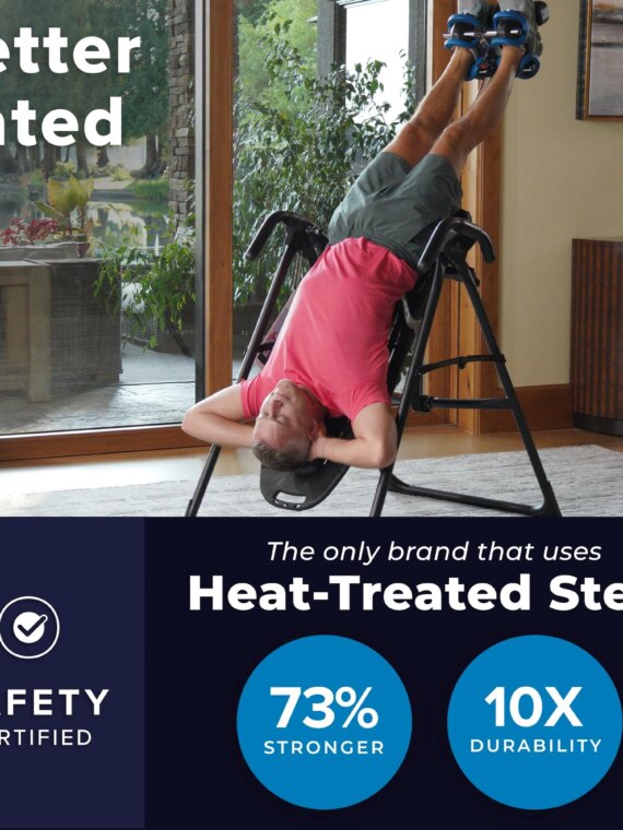 Teeter EP-560 Inversion Table, FDA Registered, ComforTrak Backrest, 300 lb Capacity, Includes Acupressure Nodes & Lumbar Bridge