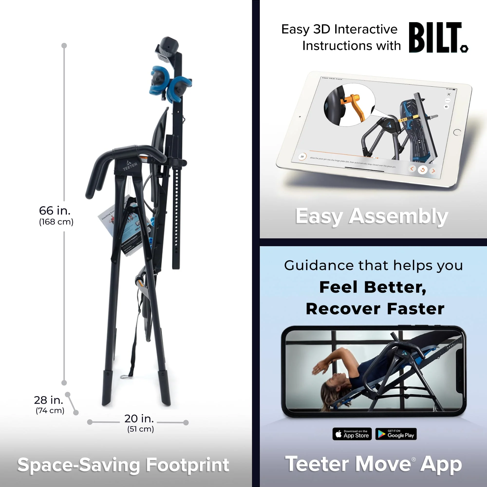 Teeter EP-560 Inversion Table, FDA Registered, ComforTrak Backrest, 300 lb Capacity, Includes Acupressure Nodes & Lumbar Bridge