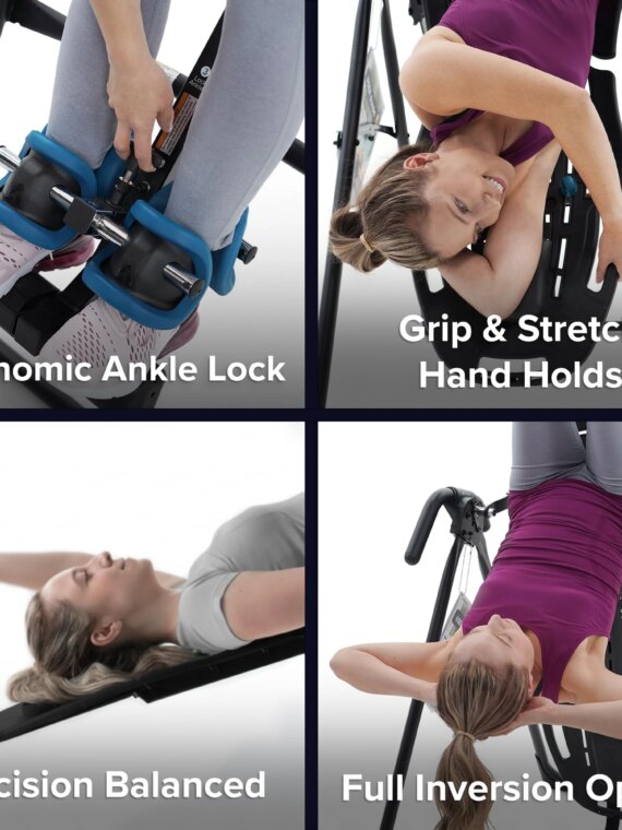 Teeter EP-560 Inversion Table, FDA Registered, ComforTrak Backrest, 300 lb Capacity, Includes Acupressure Nodes & Lumbar Bridge