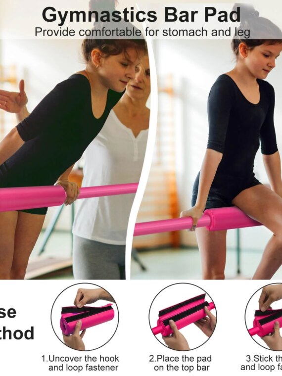 Tepemccu Children's Adjustable Gymnastics Bar with Pad, Foldable & Height-Adjustable, Ages 3-8, 140 lbs Limit