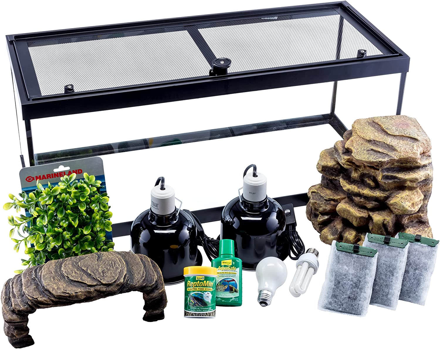 Tetra Aquatic Turtle Deluxe Kit 20-Gallon Glass Aquarium with Filter & Heating Lamps