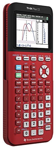 Texas Instruments TI-84 Plus CE Graphing Calculator, Radical Red, 2.8″ Color LCD, Rechargeable Battery, USB Connectivity