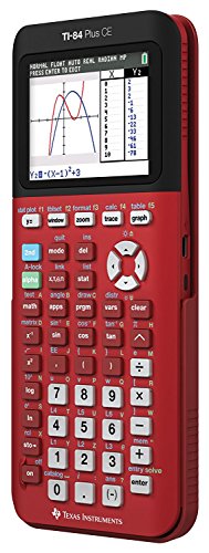 Texas Instruments TI-84 Plus CE Graphing Calculator, Radical Red, 2.8" Color LCD, Rechargeable Battery, USB Connectivity
