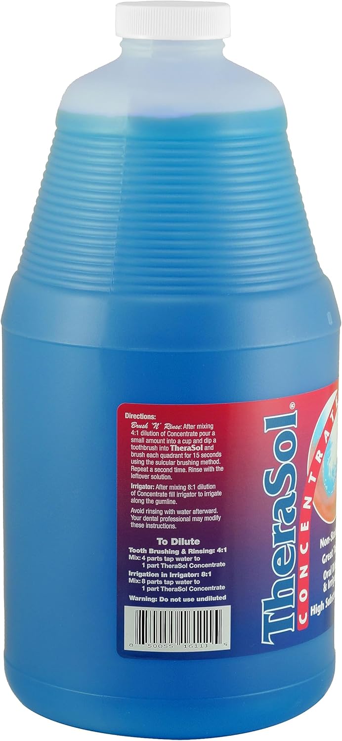 TheraSol Antiseptic Oral Rinse & Irrigant Concentrate 64 oz - Non-Staining, Minty Mouthwash for Daily Oral Care