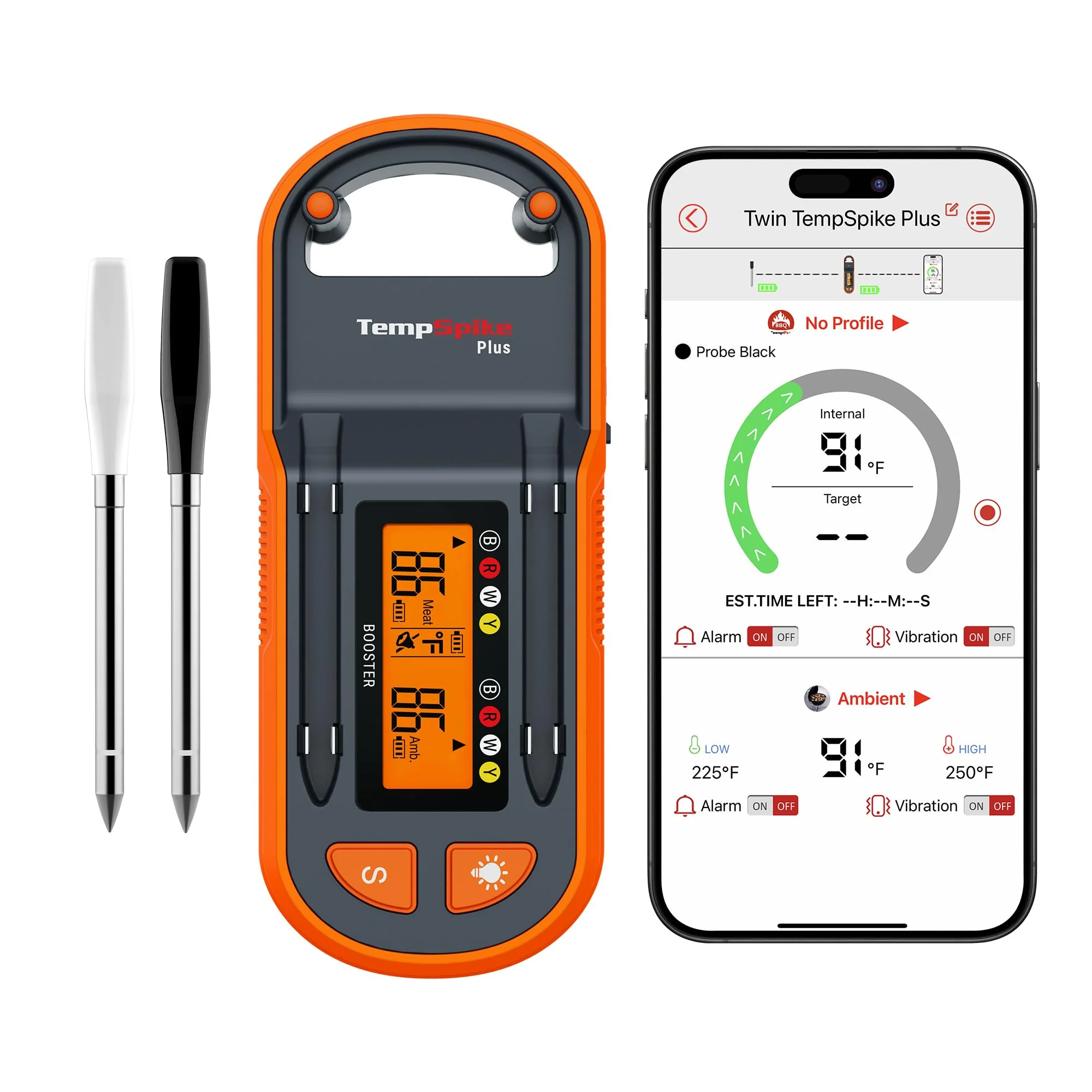 ThermoPro TempSpike Plus Wireless Meat Thermometer, 600ft Bluetooth Range, Color-Coded Probes, Smart Display, Waterproof