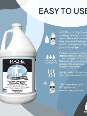 Thornell KOE Kennel Odor Eliminator Concentrate, Fresh Scent, Gallon – Pet-Safe Deodorizer