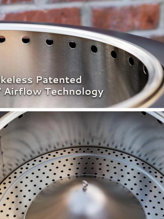 TIKI Brand 25" Smokeless Patio Fire Pit, Stainless Steel, Easy Clean, Includes Stand & Cover