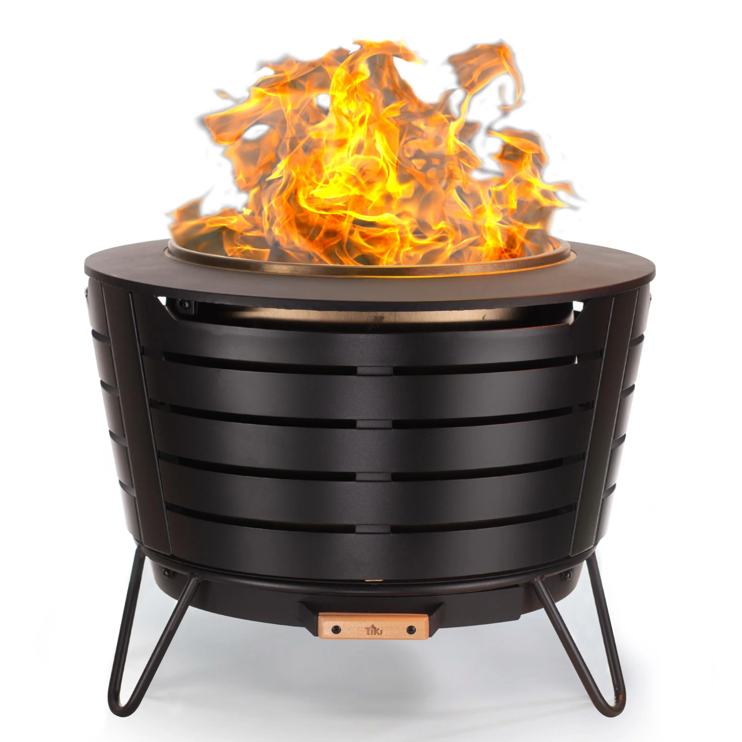 TIKI Brand Smokeless 25" Patio Fire Pit, Stainless Steel, Easy Clean, Includes Stand & Cover