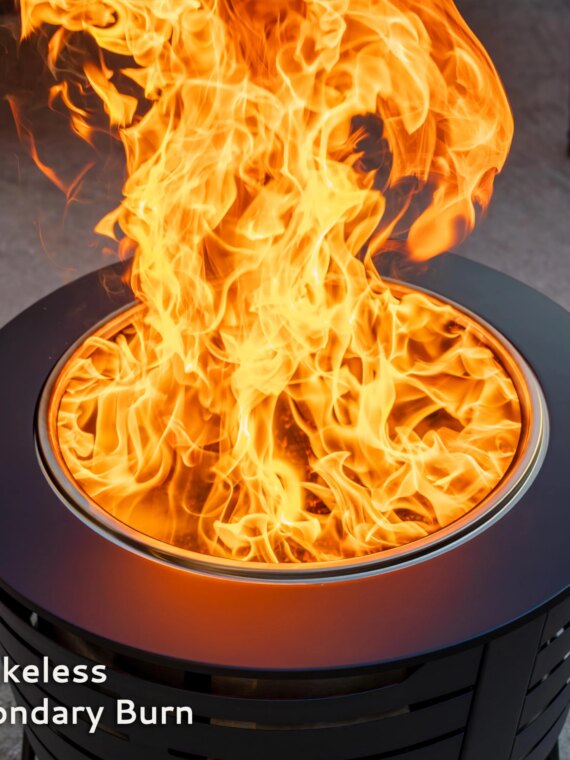 TIKI Brand Smokeless 25" Patio Fire Pit, Stainless Steel, Easy Clean, Includes Stand & Cover