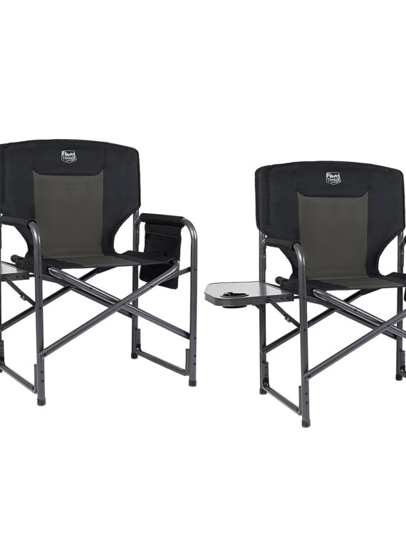 TIMBER RIDGE 2-Pack Oversized Lightweight Camping Chairs with Side Table, 400 lbs Capacity, Portable Folding Seats
