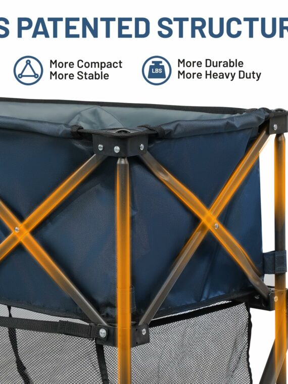 Timber Ridge Folding Double Decker Wagon, 450lbs Capacity, 54" Extended Shelf, All-Terrain Wheels, Compact Design