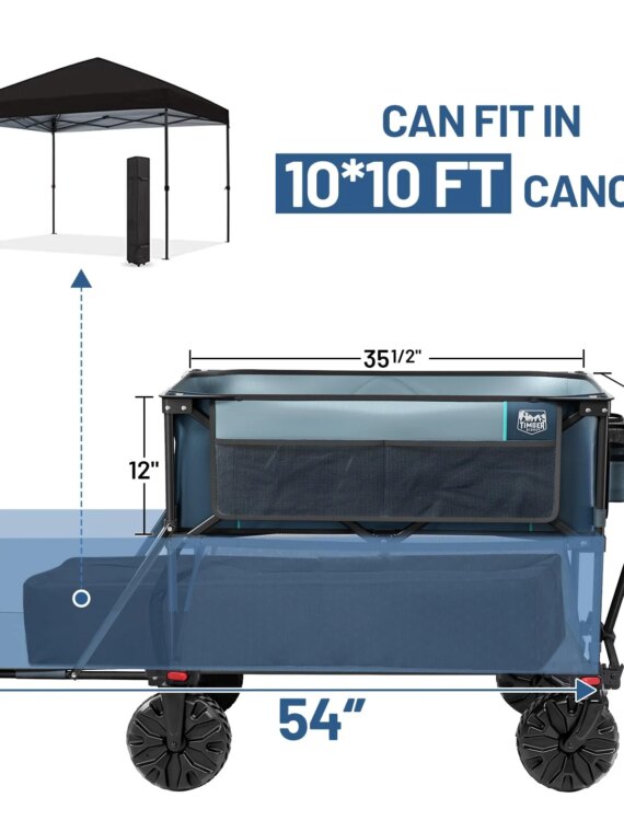 Timber Ridge Folding Double Decker Wagon, 450lbs Capacity, 54" Extended Shelf, All-Terrain Wheels, Compact Design