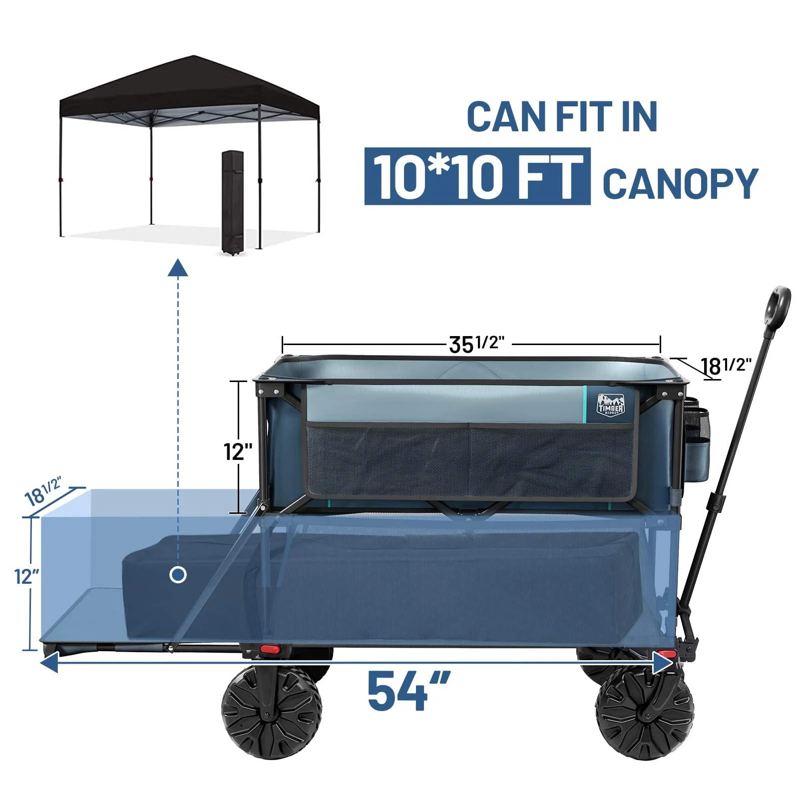Timber Ridge Folding Double Decker Wagon, 450lbs Capacity, 54" Extended Shelf, All-Terrain Wheels, Compact Design
