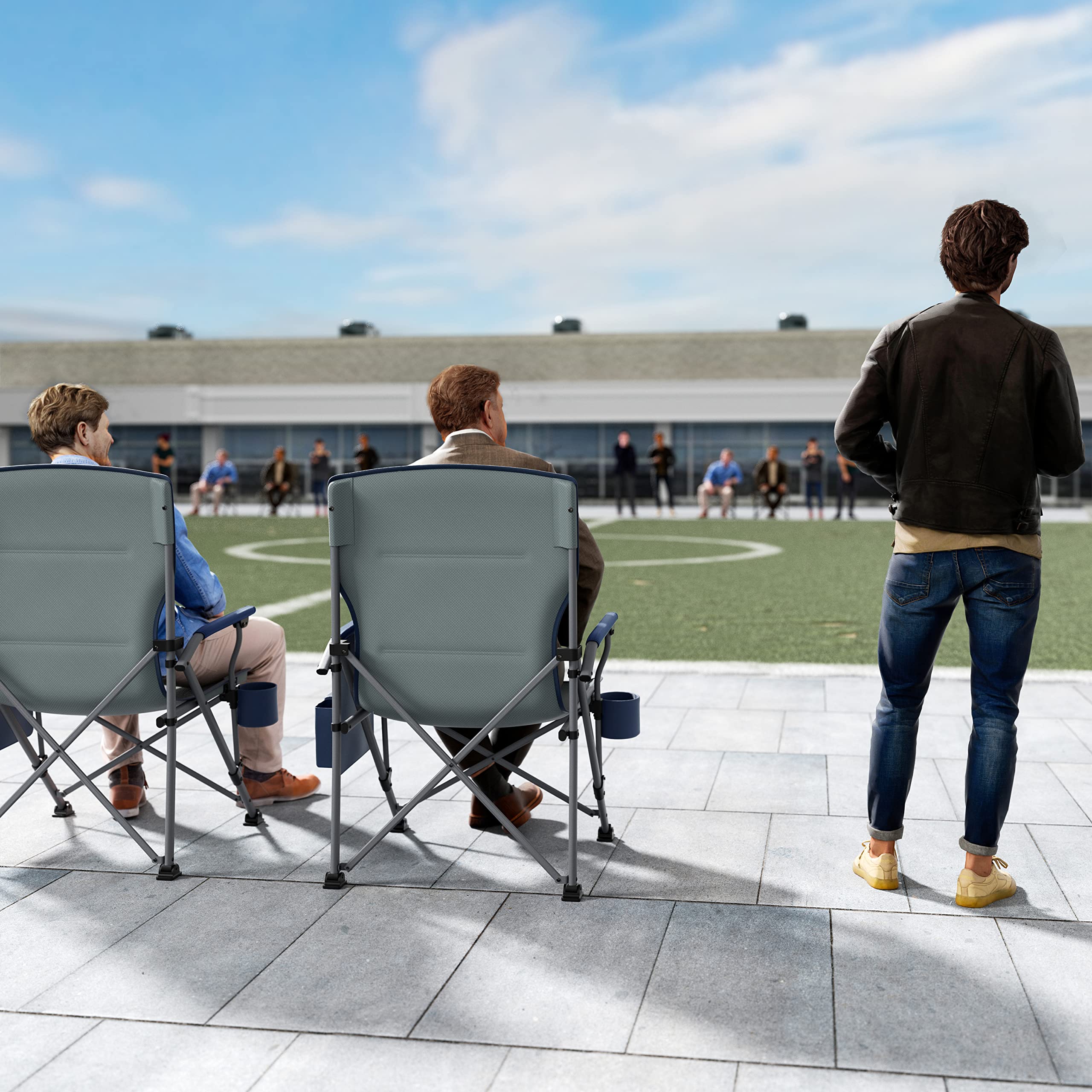 TIMBER RIDGE Oversized Folding Camping Chair, 500 lbs Capacity, Cup Holder, Padded Headrest, Steel Frame