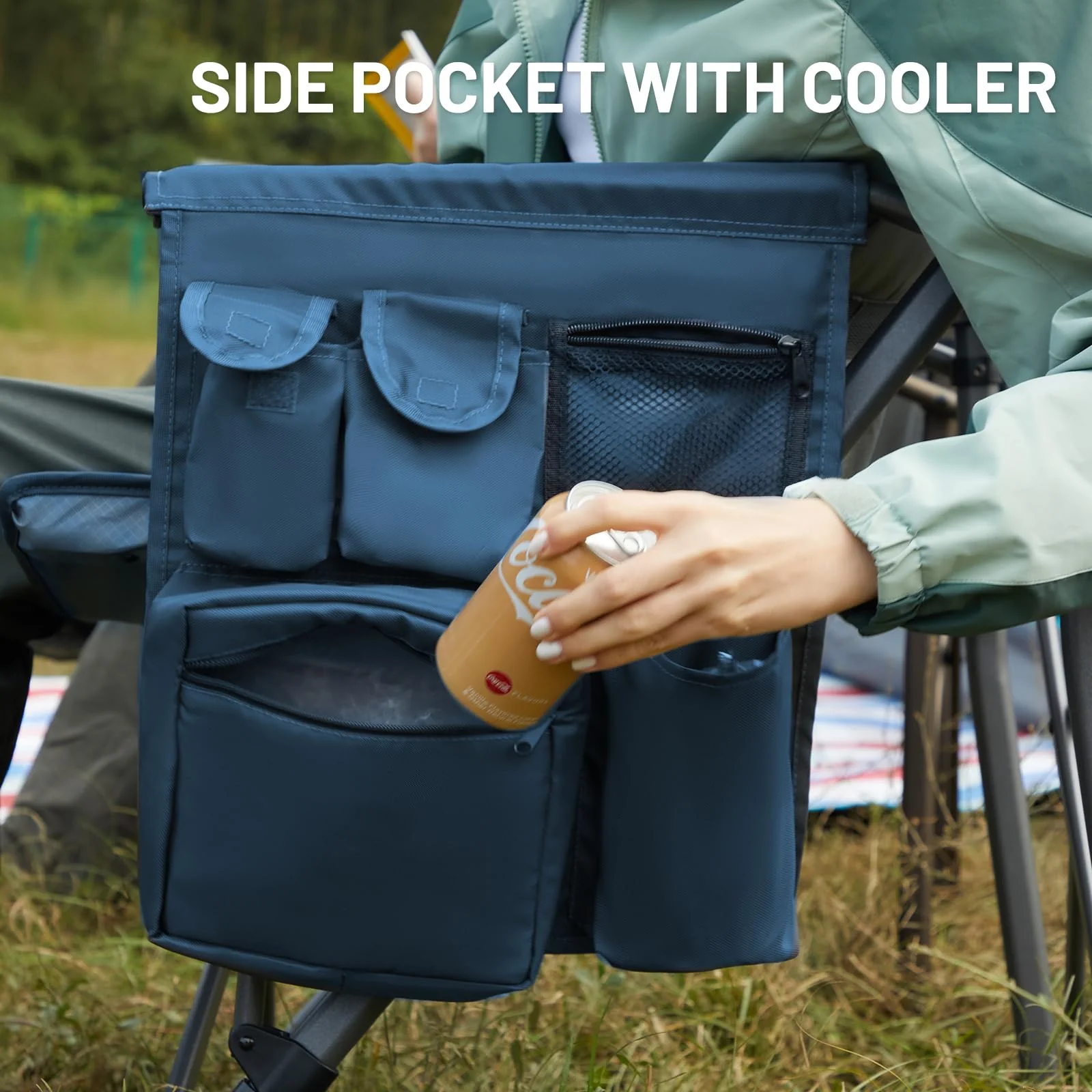 TIMBER RIDGE Oversized Folding Camping Chair, 500 lbs Capacity, with Cup Holder & Cooler Pocket
