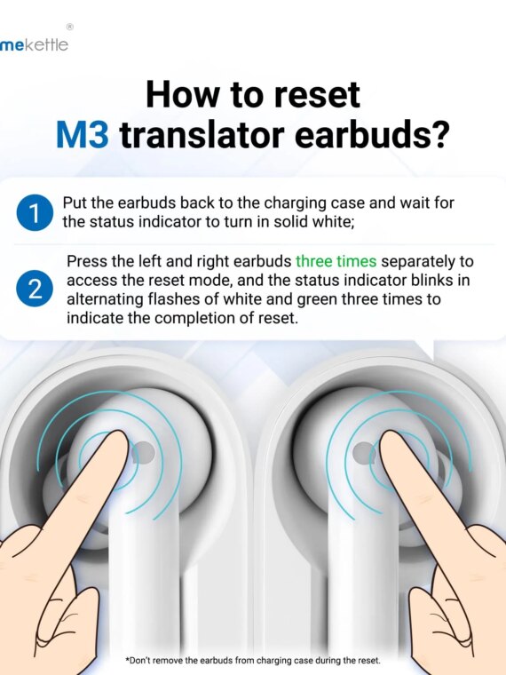 Timekettle M3 Translator Earbuds, 40-Language 2-Way Translation, Noise Cancellation, Bluetooth, 25hr Battery