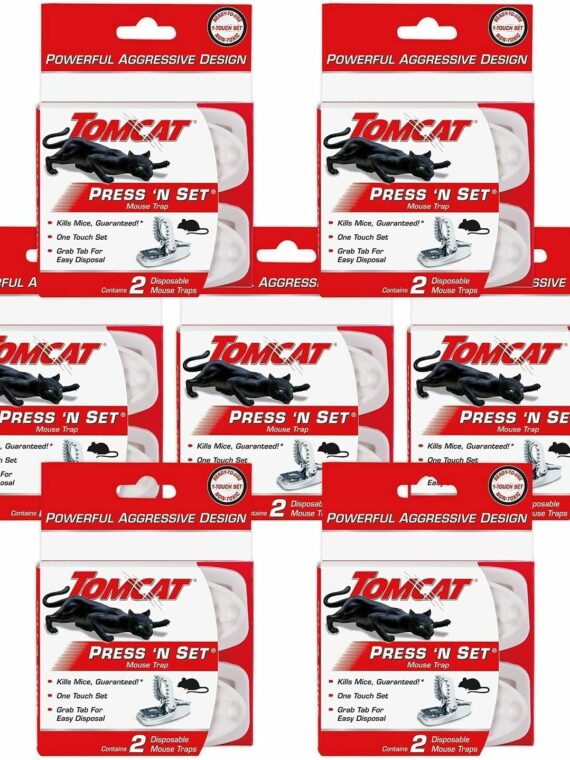 Tomcat Press 'N Set Mouse Trap, Easy-Set, No-Touch Disposal, 14 Traps Total (7 Packs of 2)