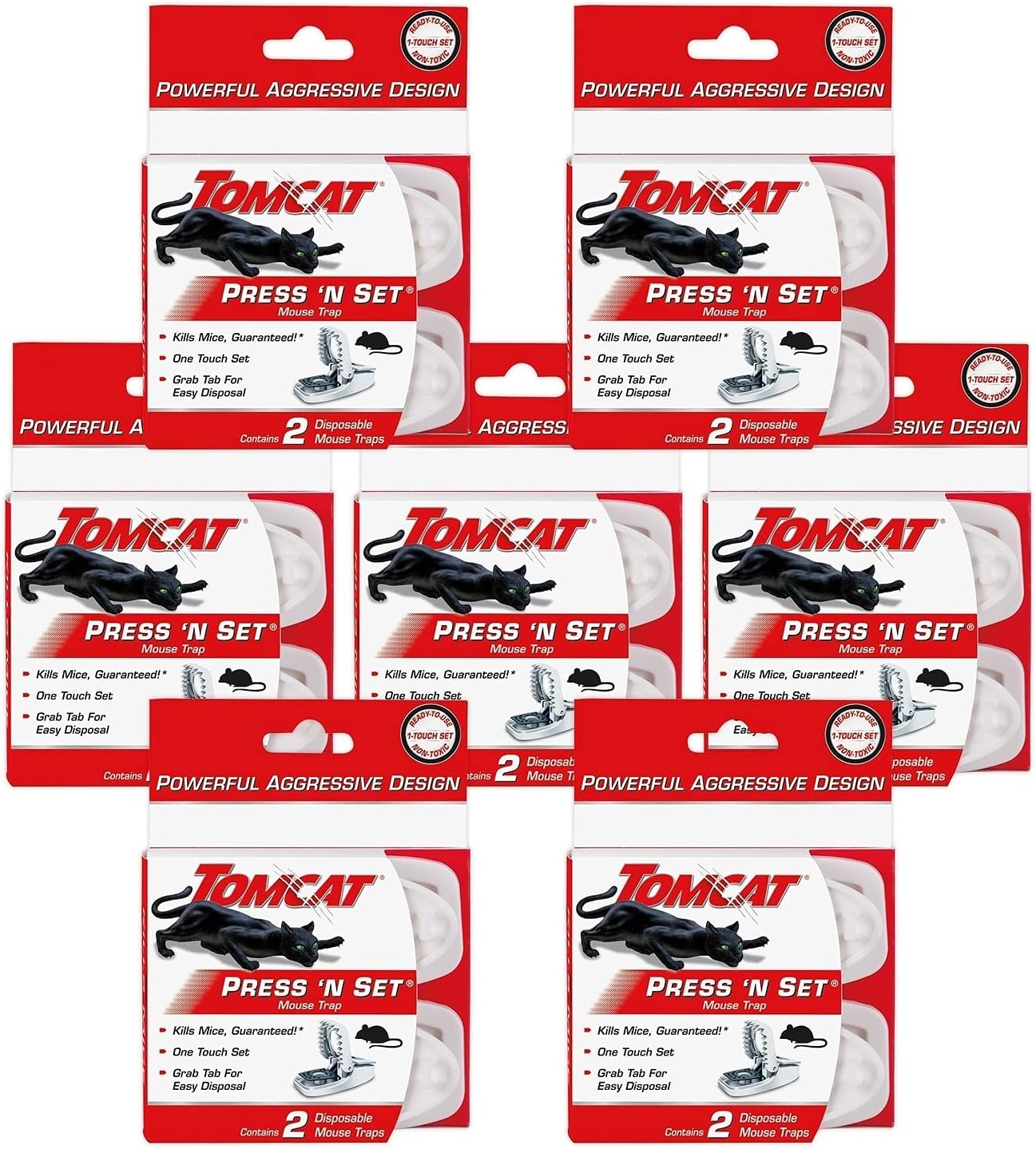 Tomcat Press 'N Set Mouse Trap, Easy-Set, No-Touch Disposal, 14 Traps Total (7 Packs of 2)