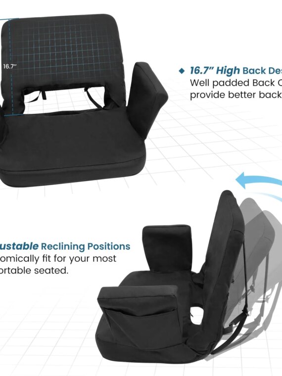 TOPSKY Stadium Seat with Reclining Back, 18.7" Width, Waterproof, Foldable, 3-Position Adjustable, 250 lbs Capacity