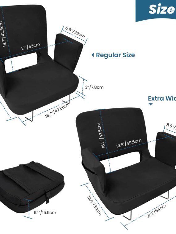 TOPSKY Stadium Seat with Reclining Back, 18.7" Width, Waterproof, Foldable, 3-Position Adjustable, 250 lbs Capacity