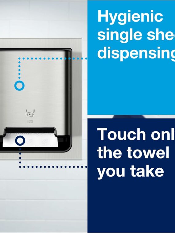 Tork Stainless Steel Paper Hand Towel Dispenser with Universal Refill Rolls (6 Pack)