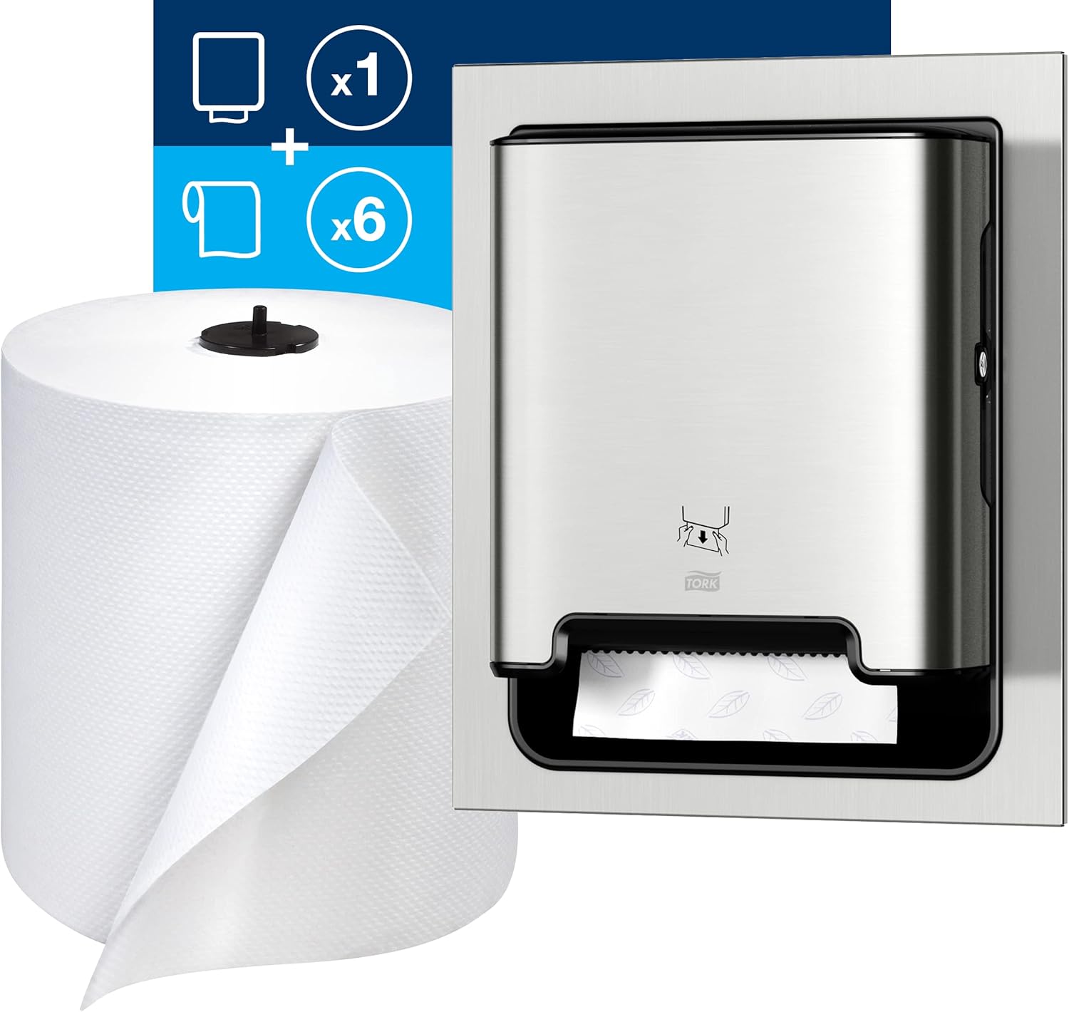Tork Stainless Steel Paper Hand Towel Dispenser with Universal Refill Rolls (6 Pack)