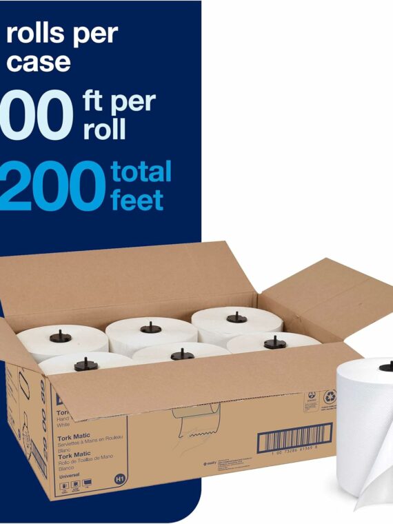 Tork Stainless Steel Paper Hand Towel Dispenser with Universal Refill Rolls (6 Pack)