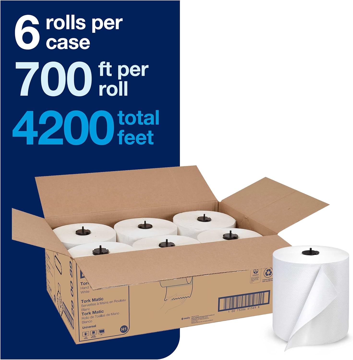 Tork Stainless Steel Paper Hand Towel Dispenser with Universal Refill Rolls (6 Pack)