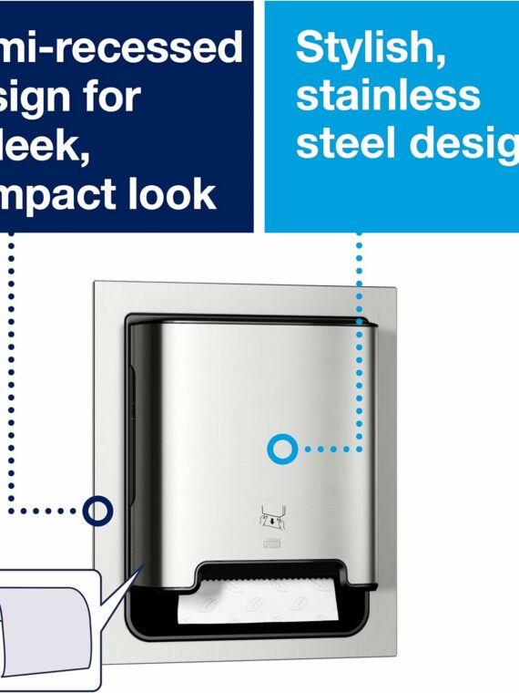 Tork Stainless Steel Paper Hand Towel Dispenser with Universal Refill Rolls (6 Pack)