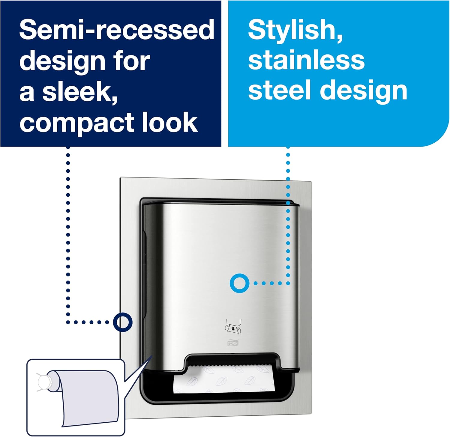 Tork Stainless Steel Paper Hand Towel Dispenser with Universal Refill Rolls (6 Pack)