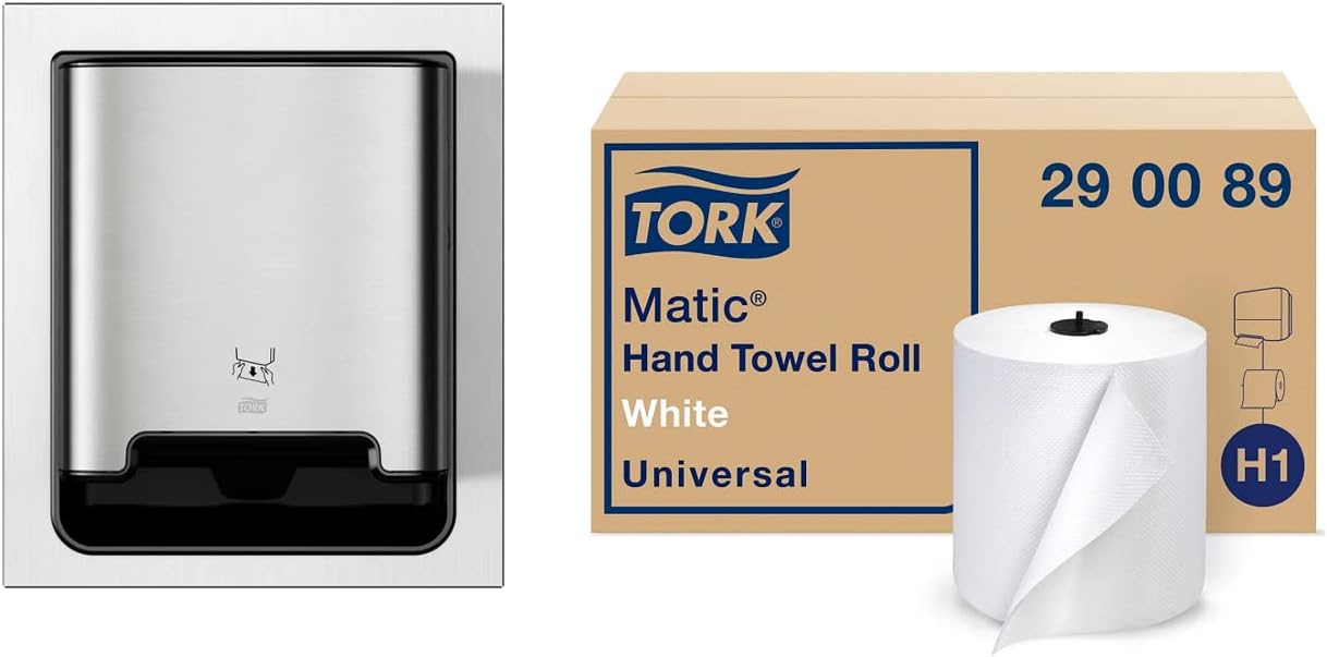 Tork Stainless Steel Paper Hand Towel Dispenser with Universal Refill Rolls (6 Pack)