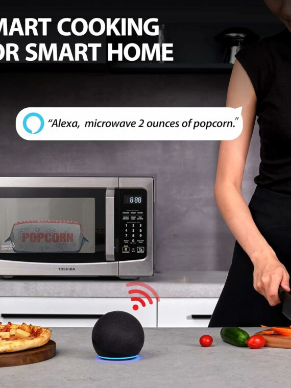 Toshiba 4-in-1 Countertop Microwave Oven, Convection & Air Fryer, 1.5 Cu Ft, 1000W, Silver