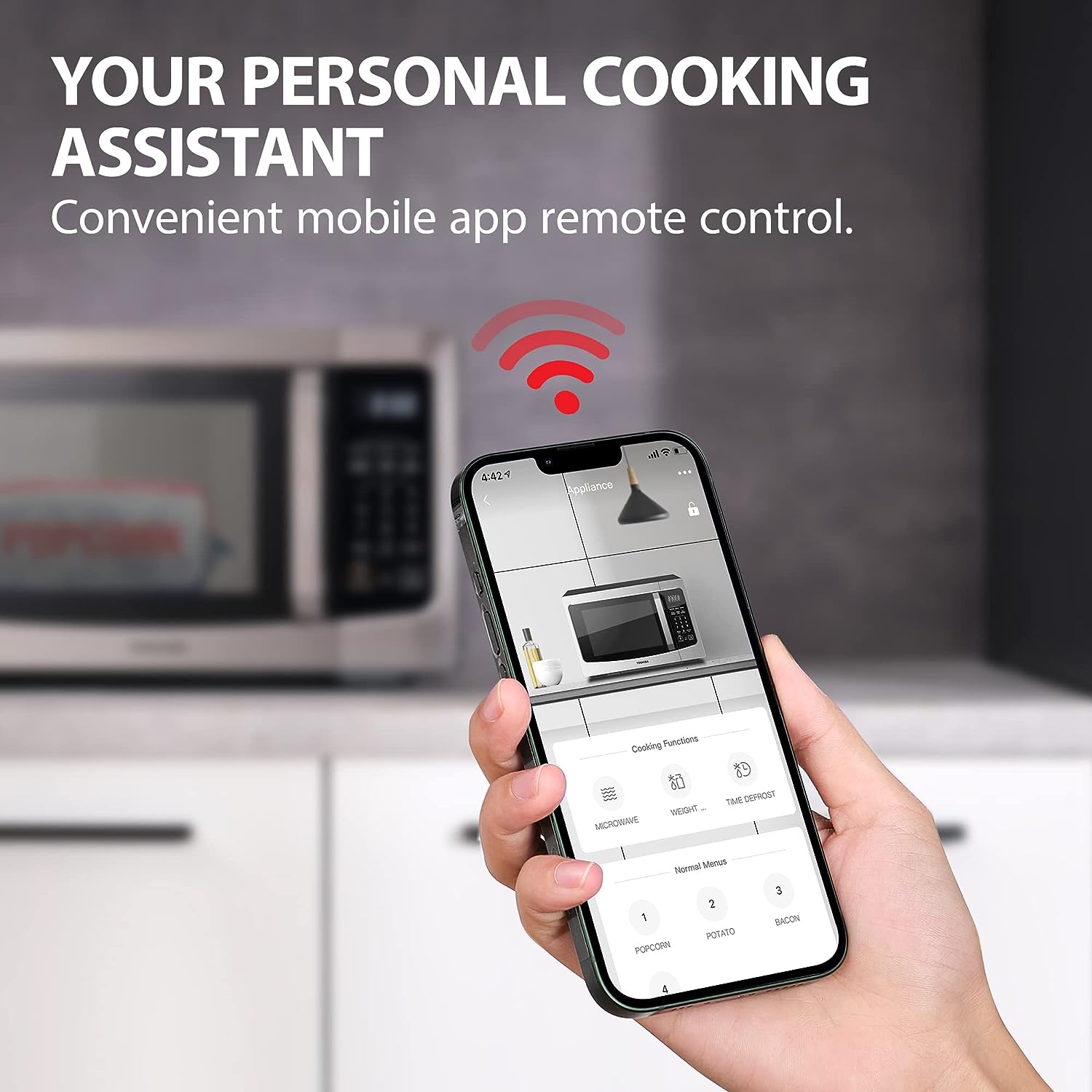 Toshiba 4-in-1 Countertop Microwave Oven, Convection & Air Fryer, 1.5 Cu Ft, 1000W, Silver