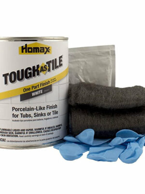 Tough As Tile Tub and Tile Refinishing Kit, White, 21 Oz, High-Gloss Porcelain Repair for Sinks and Bathtubs